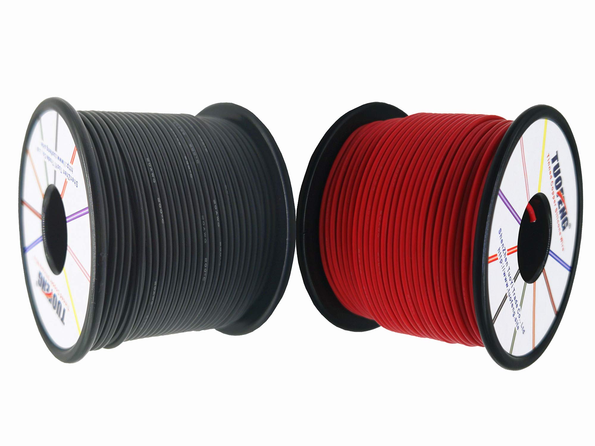 TUOFENG 20 AWG Electrical Wire [60 Meter Black And 60 Meter Red] Flexible Silicone Wire 0.52mm² Stranded wire Cable Spool of Tinned copper wires