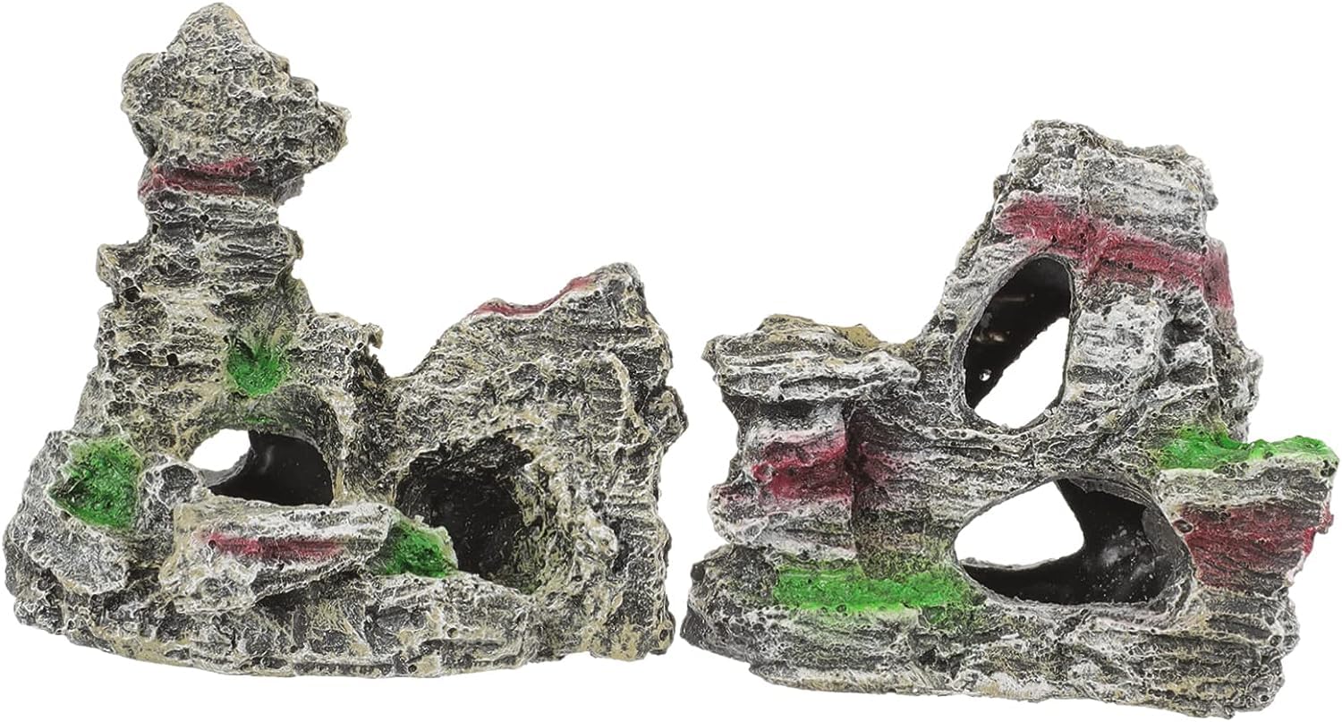 PIQIUQIU Pack of 2 Aquarium Decoration Cave Aquarium Accessories for Aquarium, Aquarium Decoration