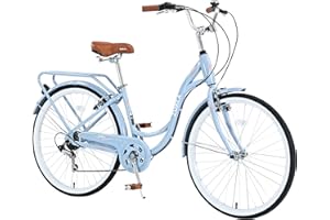 ZUKKA Beach Cruiser Bike for Women 24/26 Inch Ladies Bike 7 Speed Complete Cruiser Bikes with Dual V-Brake and Adjustable Seat, Adult City Bike for Women, Men, Multiple Colors