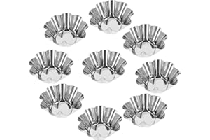 HINTRMENT 12pcs Stainless Steel Flower Tart Pans Reusable Cupcake Baking Mold Muffin Tin Set for Kitchen