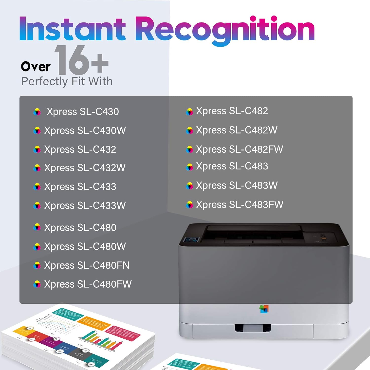 ONLYU Toner Cartridge Compatible with Samsung CLT-P404C CLT P404C 404 404S for Samsung Xpress SL C480W C483W C430W C480FW C48X C480 C430 CLT-K404S CLT-Y404S Black Cyan Yellow Magenta Pack of 4) - Image 4