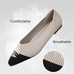 TINGRISE Women's Flats Shoes Pointed Toe Knit