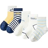 Balabala Boys Socks Kids Striped Running Socks Cotton Novelty Casual Sock for Boys Comfy Soft Athletic Crew Sock 5 Pack