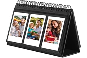 VEICEVOL Mini Photo Album for Fujifilm Instax Mini Camera, 96 Pockets Photo Album for Polaroid, Leather Desktop Display Album for Instax Mini 12 11 9 40 8 7 Evo LiPlay Instant Camera, 2x3 Photo Album (Black)