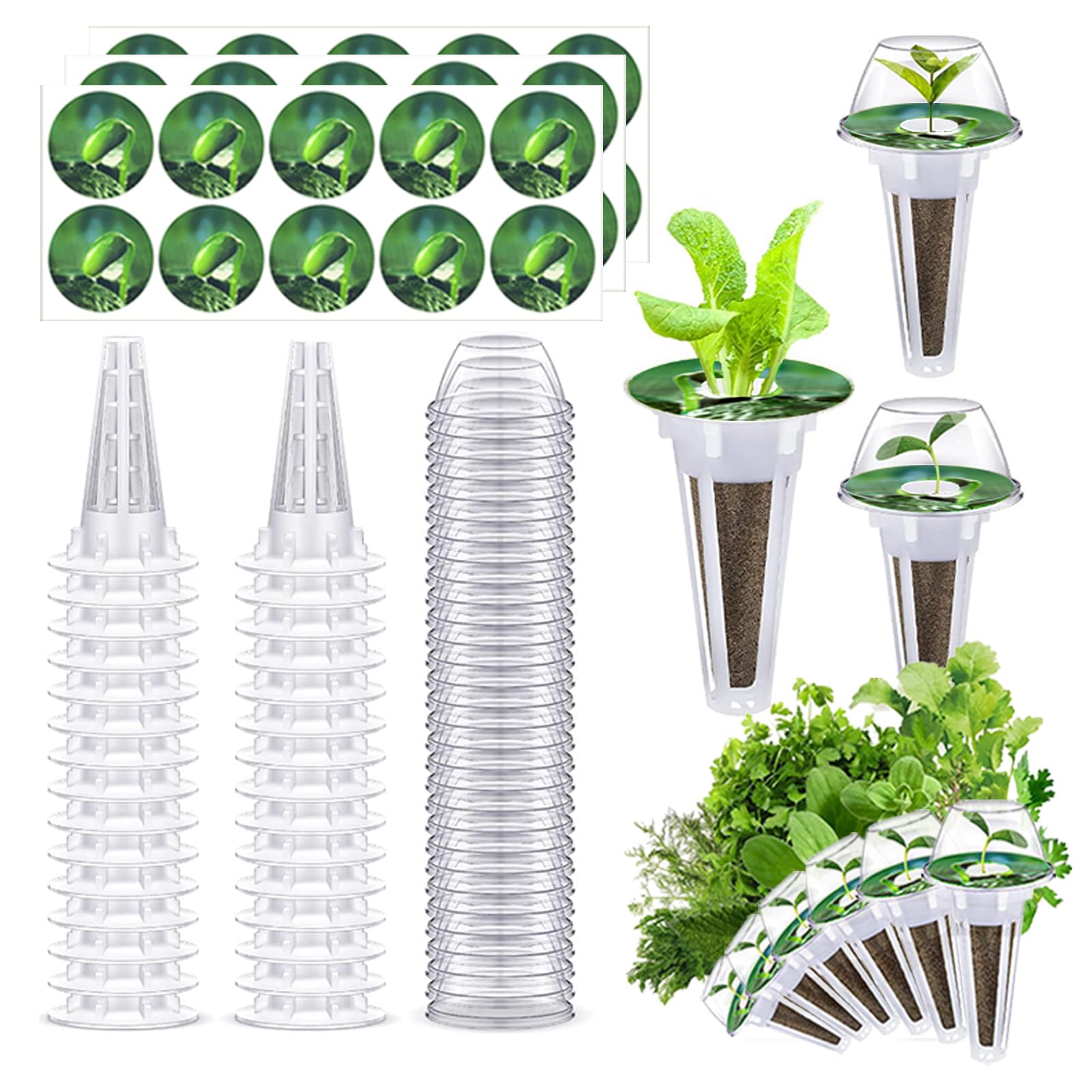 Photo 1 of 90pcs Hydroponic Seed Pod Kit Include 30pcs Plant Replacement Basket Containers,30 Grow Domes and 30 Seed Label Compatible with Hydroponic Growing Garden System(0.5 Inch,White)