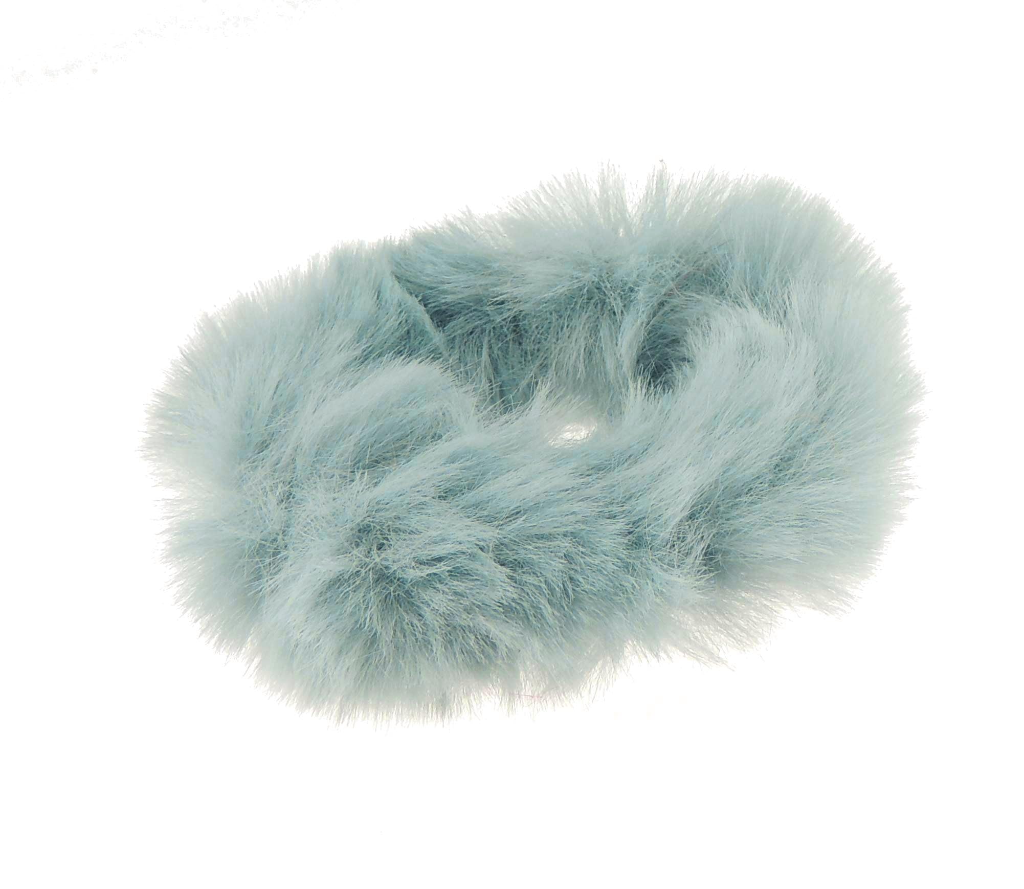 Cute Womens Girls Soft Plush Faux Fur Fabric Winter Sleep Christmas Birthday Wedding Bridesmaid Party Ponio Tie Elastic Accessories Bobbles Ponytail Holder Band Hair Scrunchie (Baby Blue)