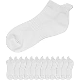 CMNXFNC Girls' White Ankle Socks,Athletic Low Cut No show Socks With Heel Tab 12-Pairs Packs