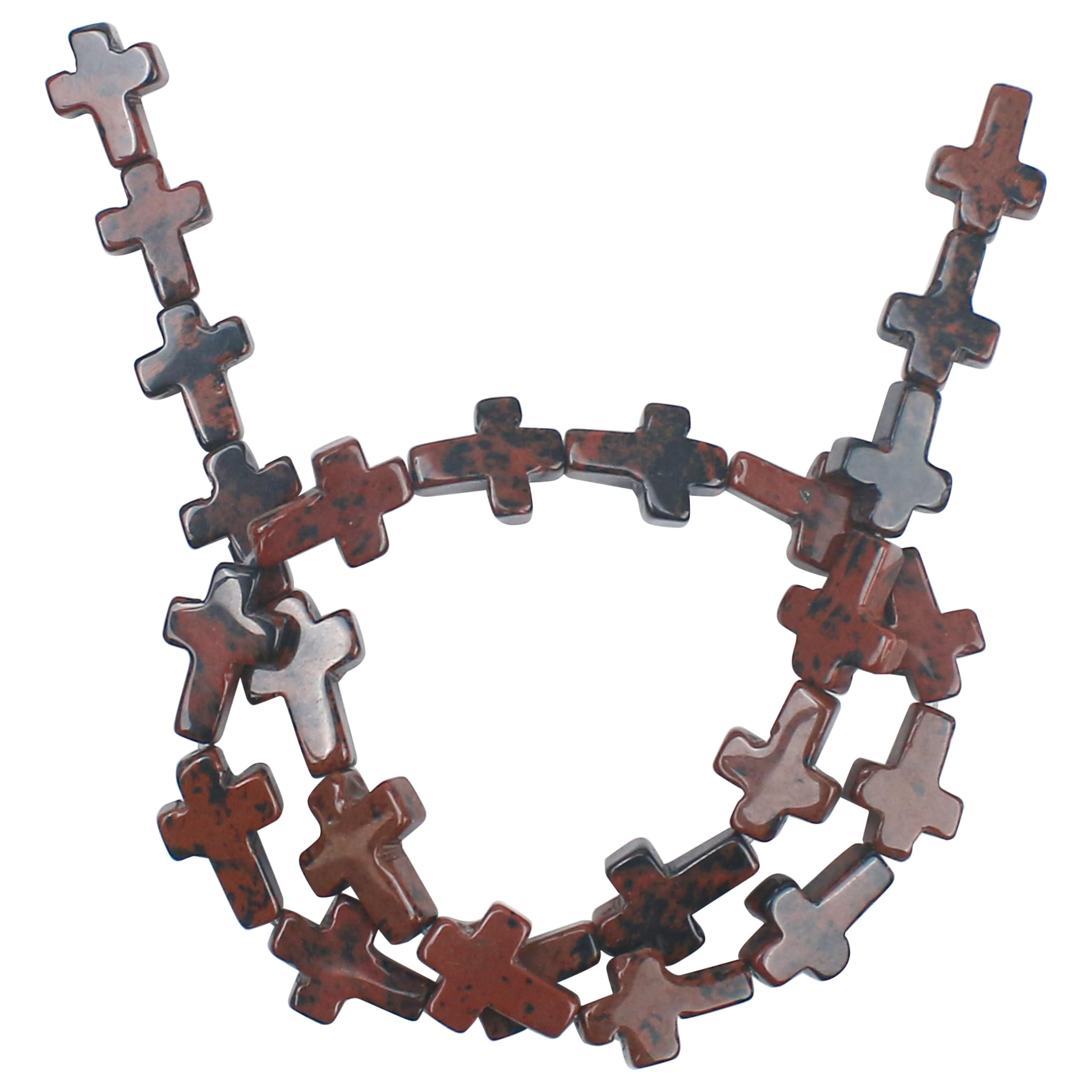 Photo 1 of 25Pcs 16x12mm Cross Beads for Bracelets Jewelry Making, Colorful Natural Stone Crystal Opal Loose Shape Strands Charm Small Assortments Accessories Bulk for DIY Pendants Necklace Crafts (Brown)