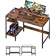 MINOSYS Computer Desk - 39” Gaming Desk, Home Office Desk with Storage, Small Desk with Monitor Stand, Rustic Writing Desk for 2 Monitors, Adjustable Storage Space, Modern Design Corner Table.