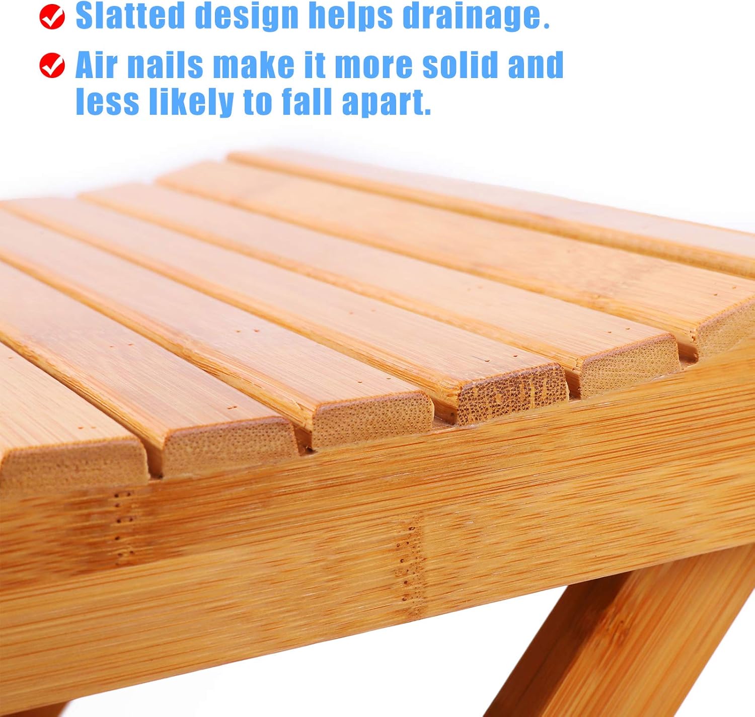 Shower Bench for Inside Shower,Shower Stool for Shaving Legs,Shower Seat for Small Spaces,Bath Chair for Spa Bathroom Sauna Foldable Fully Assembled Bamboo: Kitchen & Dining