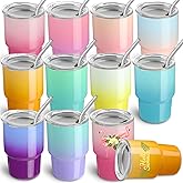 FOGWOWO 10 Pack 3 oz Gradient Mini Tumbler Shot Glass with Straw and Lid,Sublimation Christmas Shot Glasses Stainless Steel Vacuum Insulated Mini Tumblers Cups Gifts for Wedding Cocktail Party