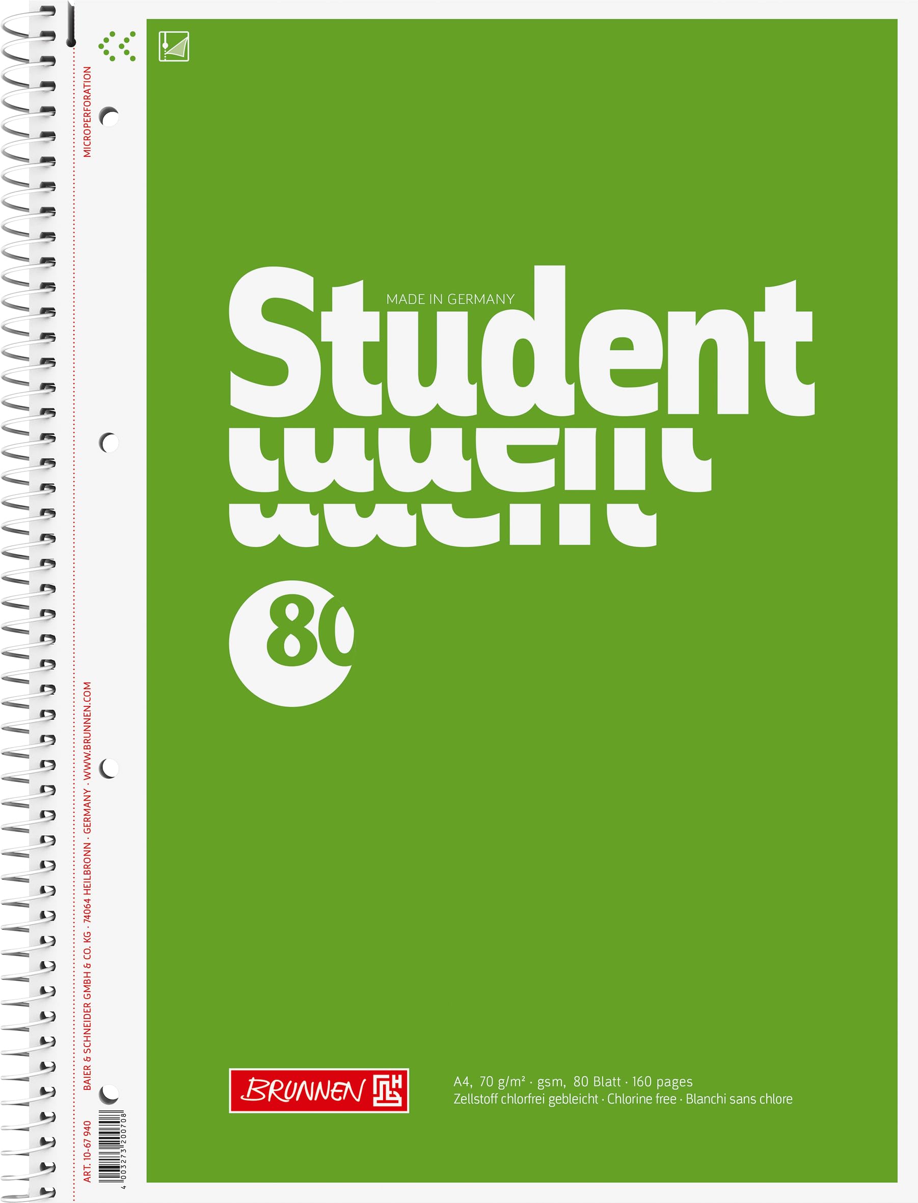 Brunnen Student Notepad A4 Plain 70gsm 80 Sheets 1067940
