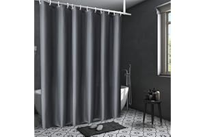 AooHome Extra Long Shower Curtain 72 Width x 84 Height Inch, Solid Fabric Shower Curtain Liner for Hotel, Waterproof, Dark Grey