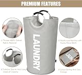 DOKEHOM 90L Large Laundry Basket Collapsible Freestanding Hamper Grey 38x38x79cm view 6