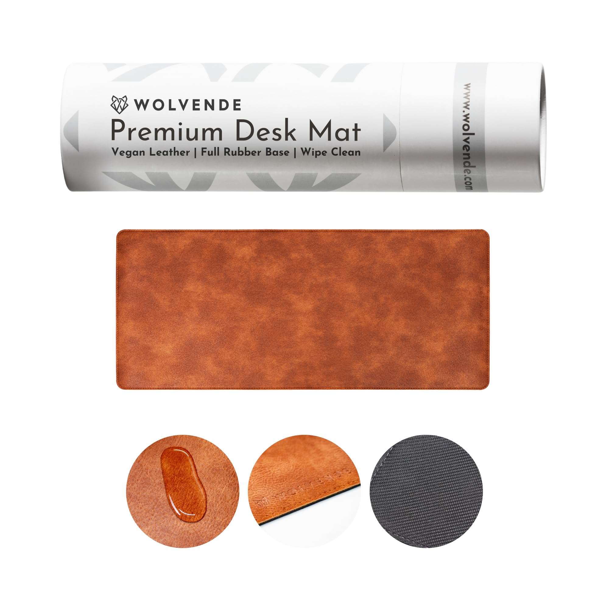 Wolvende Premium Distressed Faux Vegan Leather Desk Mat | Multifunctional Desk Pad for Home Office | (Tan/Brown, 30cm x 70cm)