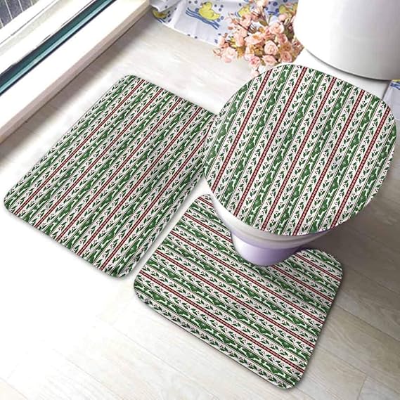 Christmas Bath Rug Sets 3 Piece Extra Soft Absorbent