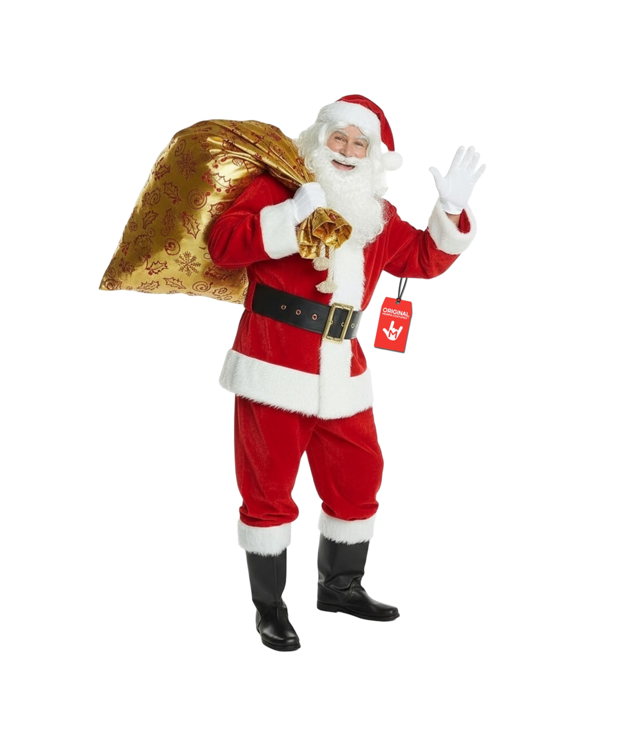 Morph Deluxe Santa Costume Adult Father Christmas Fancy Dress Luxury Santa Claus Outfit for Holiday Celebrations, X-Large