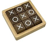 WOWME Tic Tac Toe Board Game Wooden XO Game Coffee Table Decor | Living Room Home Office Decorative Desk Top Tictactoe Travel Size Gift