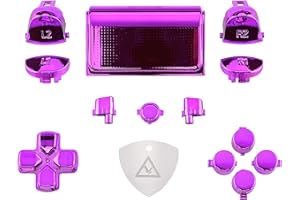 eXtremeRate Custom D-pad R1 L1 R2 L2 Triggers Touchpad Action Home Share Options Buttons for p s 4 Controller, Chrome Purple Full Set Buttons Repair Kits for p s 4 Slim Pro CUH-ZCT2 Controller