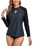 Halcurt Women's Long Sleeve Rash Guard Swim Top