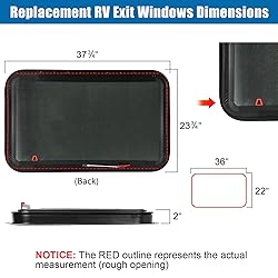 OUTPRIZE RV Exit Window, 36" W x 22" H Tinted RV