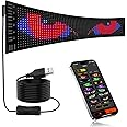 Super RGB Programmable LED Sign, 15"x4" Flexible LED Scrolling Digital Display, Smart APP Control Custom Text Pattern Animation, LED Matrix Panel Devil Eye Lights for Car Windshield Store Decor
