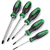 SK 5-Piece Phillips Screwdriver Set, Magnetic Screwdriver Set, S2 Steel | Heat-Treated Chrome Plating Shaft, Black Oxide Tip, SureGrip Handle