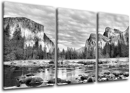 Amazon Com Tumovo Native American Decor Yosemite Park Pictures For Living Room Valley View Painting On Canvas 3 Piece Wall Art Modern Landscape Artwork Home Decor Framed Gallery Wrapped Ready To Hang 28 X42 Posters