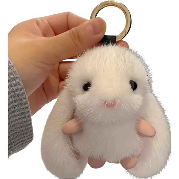 Unpafcxddyig Bunny Keychain Cute Soft Artificial fur Keychain Car