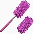 Microfiber Duster for Cleaning, Tukuos Hand Washable Dusters with 2pcs Replaceable Microfiber Head, Extendable Pole, Detachable Cleaning Brush Tool for Office, Car, Window, Furniture, Ceiling Fan