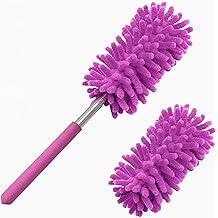 Microfiber Duster for Cleaning, Tukuos Hand Washable Dusters with 2pcs Replaceable Microfiber Head, Extendable Pole, Detachab