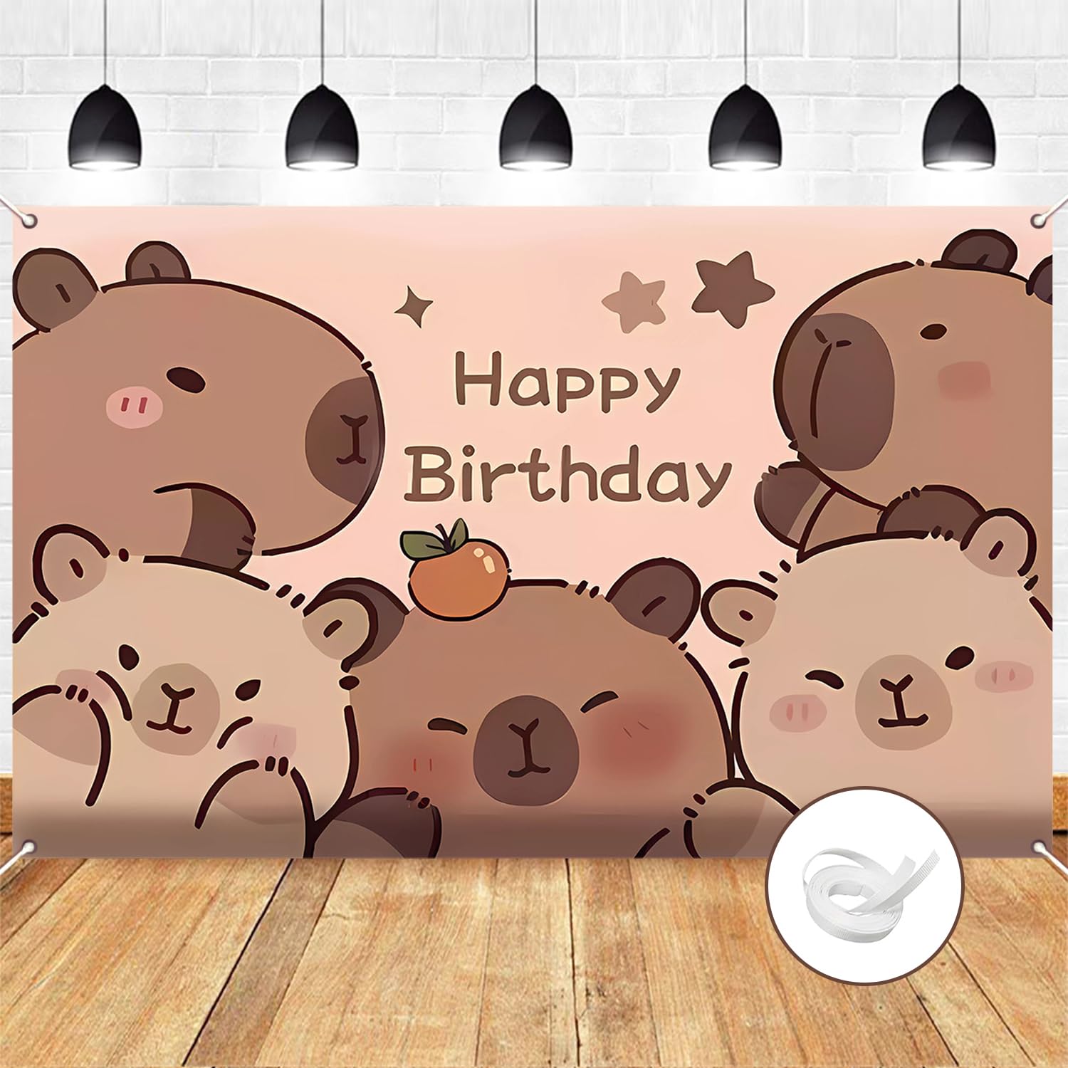 Photo 1 of 3x5ft Capybara Birthday Backdrop, Happy Birthday Decoration Background, Cute Animal Theme Party Supplies Outdoor Indoor Photo Banner (Style A)