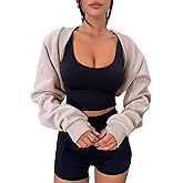 Zwurew Women's Bolero Shrug Long Sleeve Cropped Sweatshirt with Thumb Hole Workout Shrugs Open Front Y2K Tops 2026