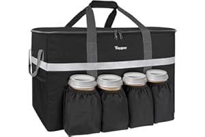 Taygeer Insulated Food Delivery Bag for Uber Eat, Doordash, Beverages, Grubhub, Large Catering Thermal Bag for Cold and Hot Food Transport, Insulated Grocery Bags with 4 Cup Holders