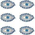 FINGERINSPIRE 6 PCS Egypt Evil Eye Patch 1.4x2 inch Blue Gold Glass Rhinestone Applique Patch Eye Shape Exquisite Embroidered Sew On Patches with Felt Back for Clothing Backpacks Embellishment