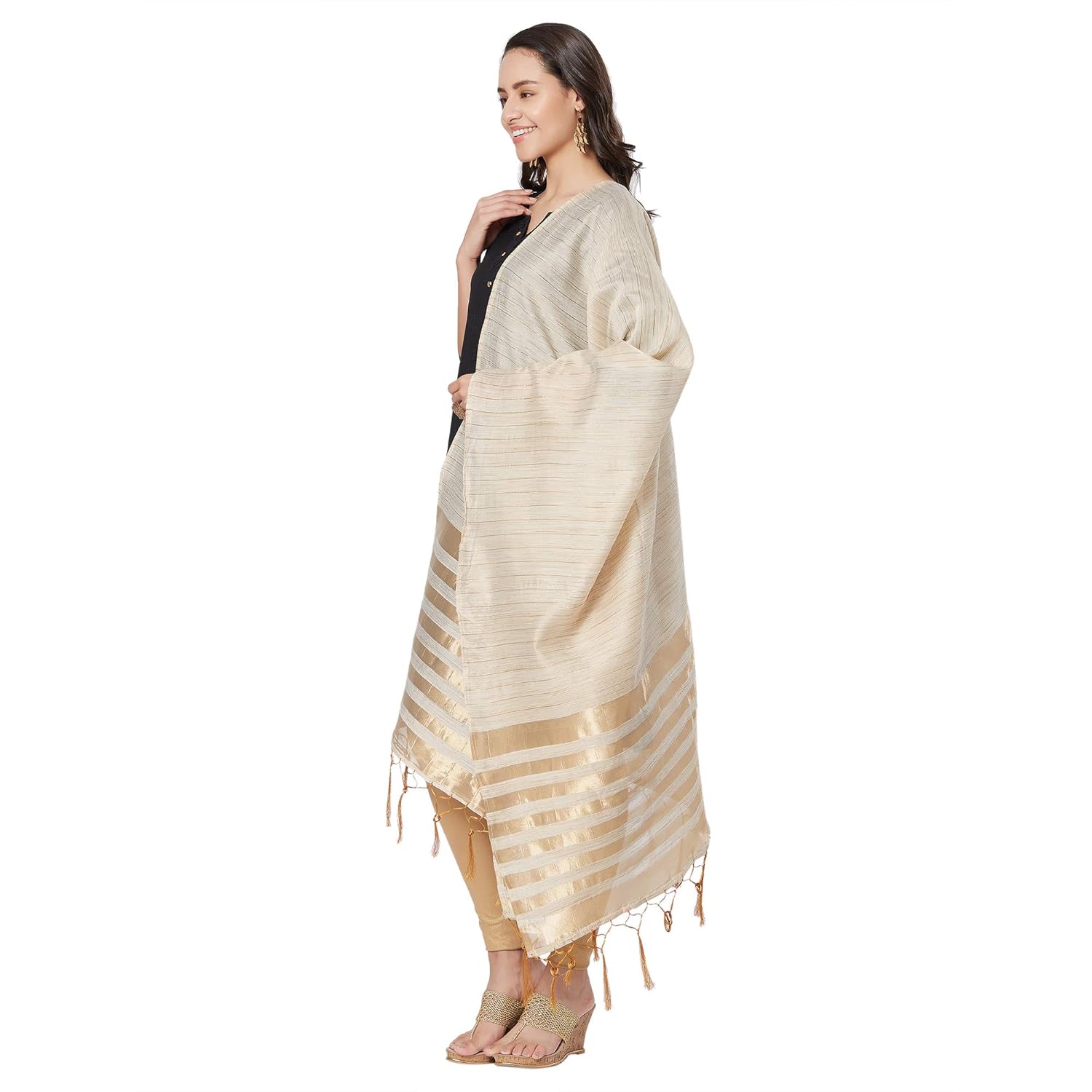 nanda silk mills cotton woven dupatta for women
