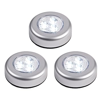 Lights4fun Lot De 3 Lampes Spots Ronds Led à Piles Autocollants