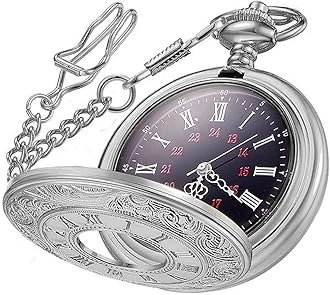 LYMFHCH Vintage Roman Numerals Scale Quartz Pocket Watch Mens Womens Watch with Chain Christmas Graduation Birthday Gifts Fathers Day
