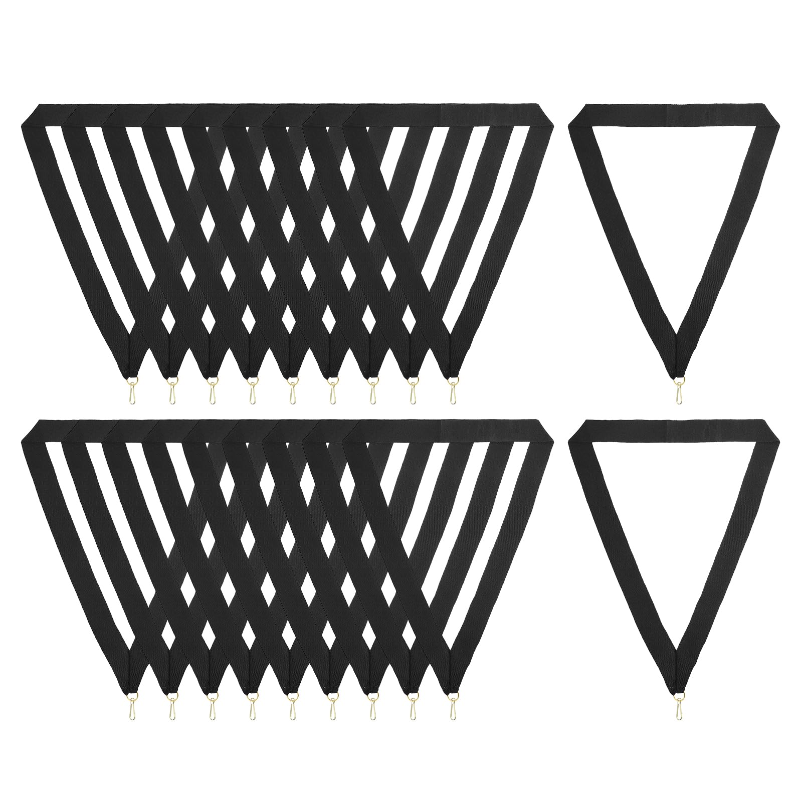 PATIKIL Award Neck Ribbons with Snap Clips, 30 Pcs Polyester Striped Medal Lanyards Ribbon for Competitions Sports Meetings Sports Party, Black