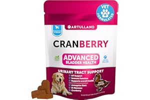 ARTULLANO Dog UT Treats - Cranberry Chews for Dogs - Urinary Tract & Bladder Support Supplement with Natural Cranberry Extract - Tasty 70 Soft Bites for Daily Wellness with Fish Oil, Pumpkin, D-Mannose