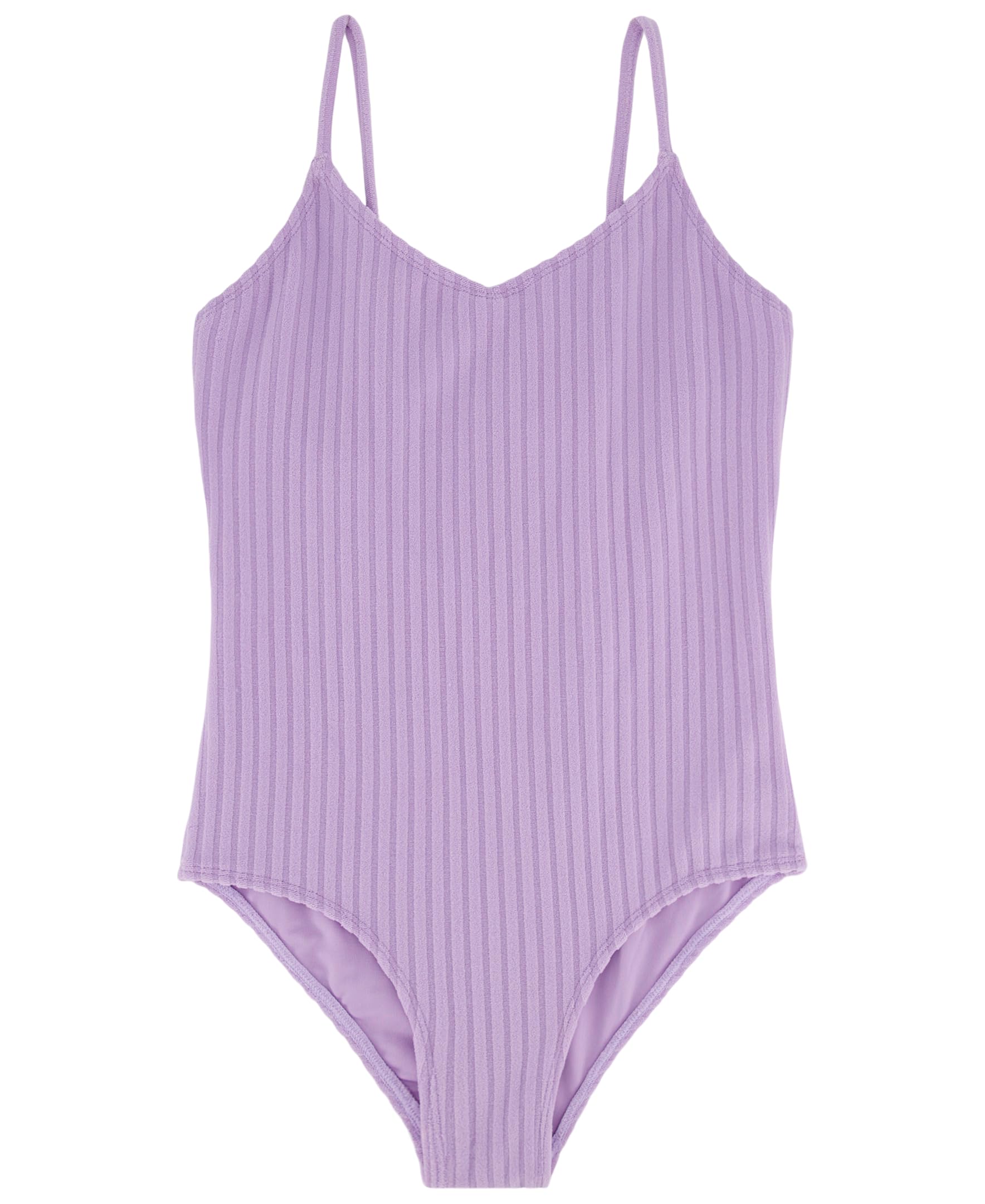 Billabong Girls’ One-Piece Swimsuit with UPF 50+ Sun Protection, Quick Drying Bathing Suit, Lilac in Loop, 8