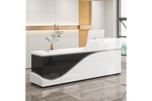 HYSOND Reception Desk with Counter Modern Front Desk Reception Room Table Wooden Counter Desk with Lockable Drawer for Office Reception Room Lobby, Beauty Salon-A-left-120x60x100cm