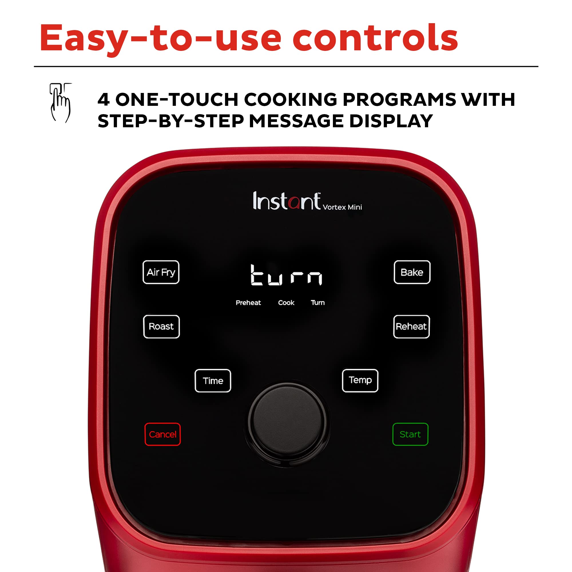 Mini freidora de aire Instant Pot Vortex 2QT, freidora de aire pequeña que crujiente, recalienta, hornea y asa para comidas rápidas y fáciles, incluye más de 100 recetas en la aplicación, es apta para lavavajillas, de los creadores de Instant Pot, roja