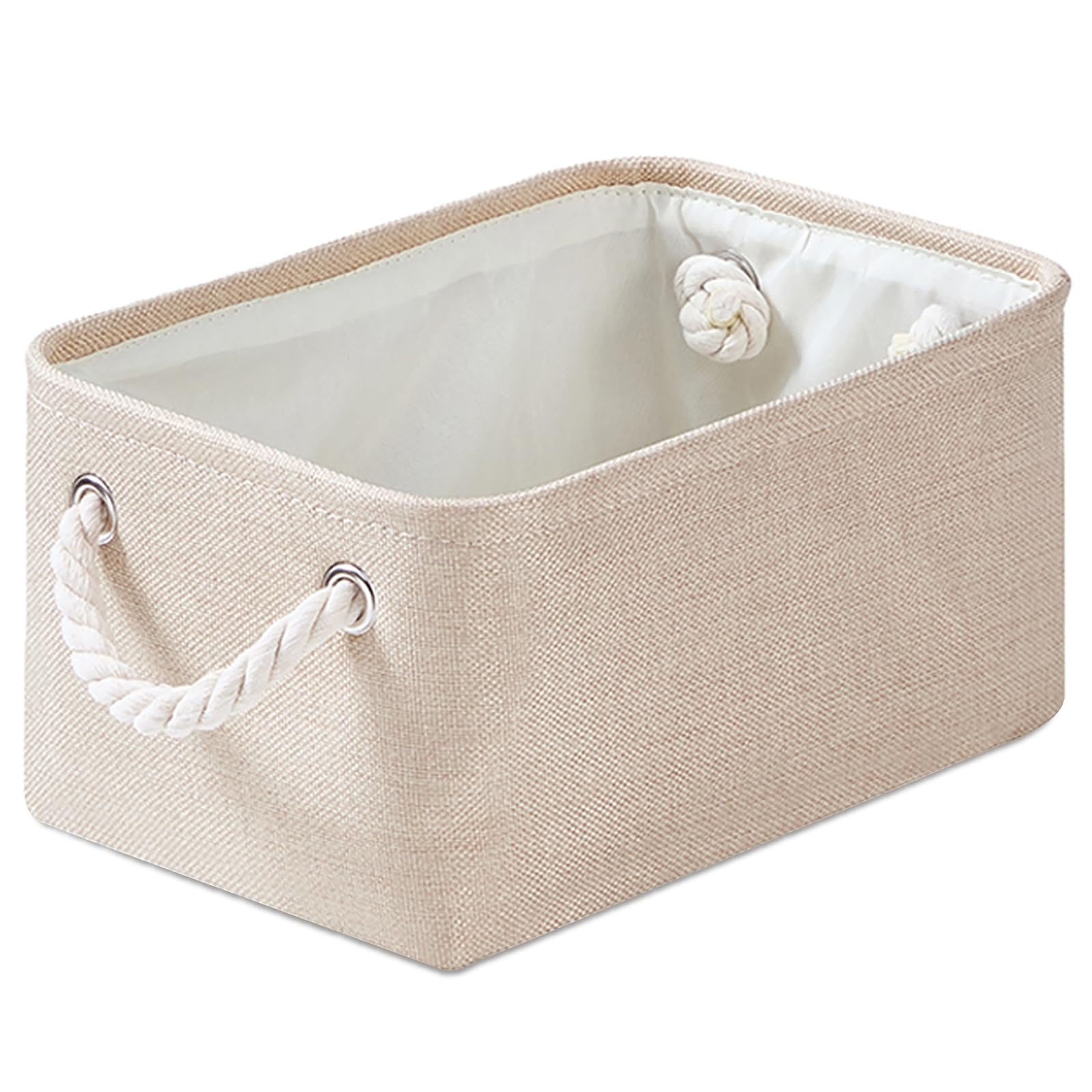 Mangata Fabric Storage Boxes, Storage Baskets for Shelves (Light Khaki, S)