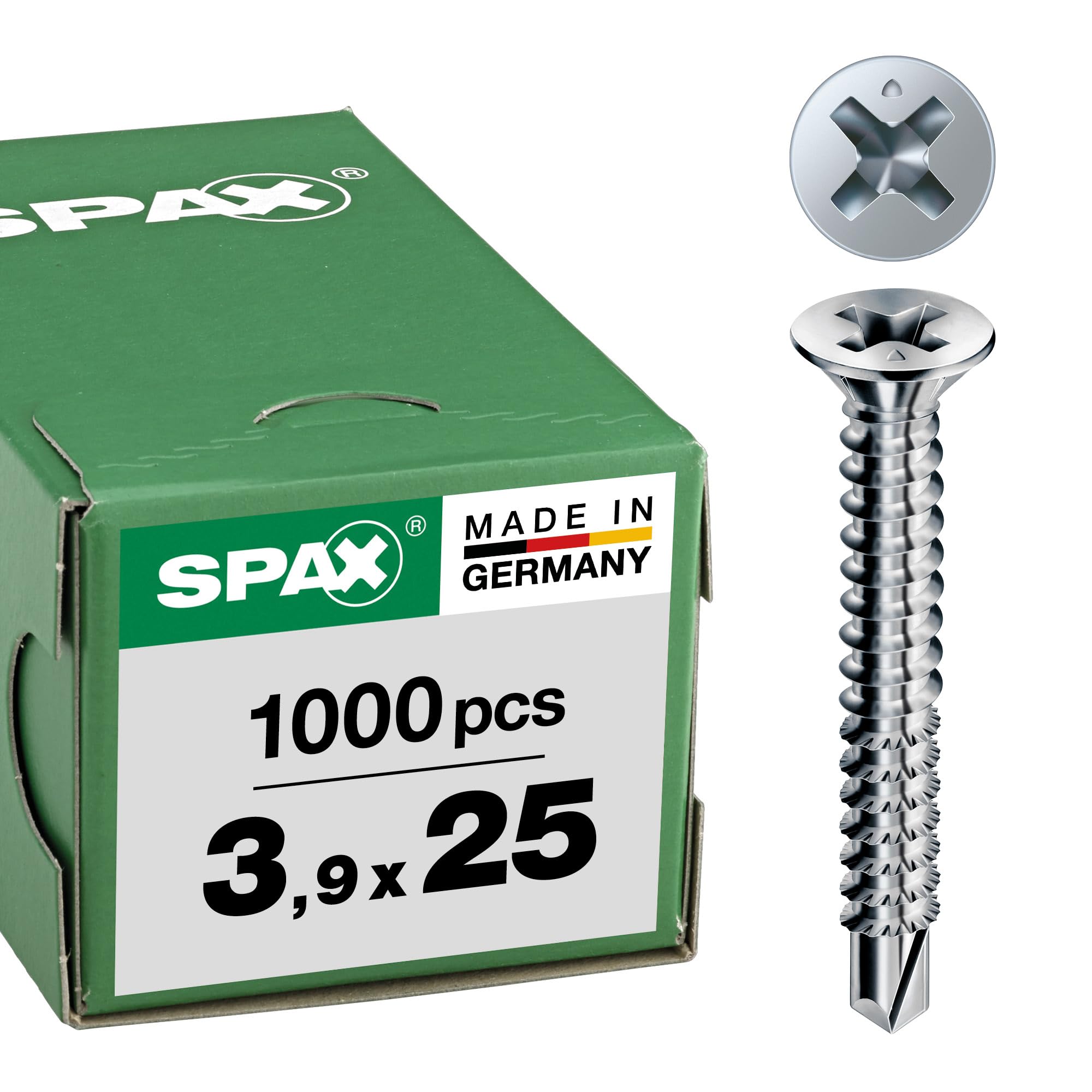 SPAX -FEX A SPAX-FEX A Window Drilling Screw 4.0 x 30 mm | PH 2 | Steel Silver | for Plastic Profiles | Pack of 1000