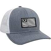 TenPoint Hat, Gray/White - Flag Patch - Adjustable Trucker Fit with Mesh Back & Snapback Closure - Designed for Men & Women
