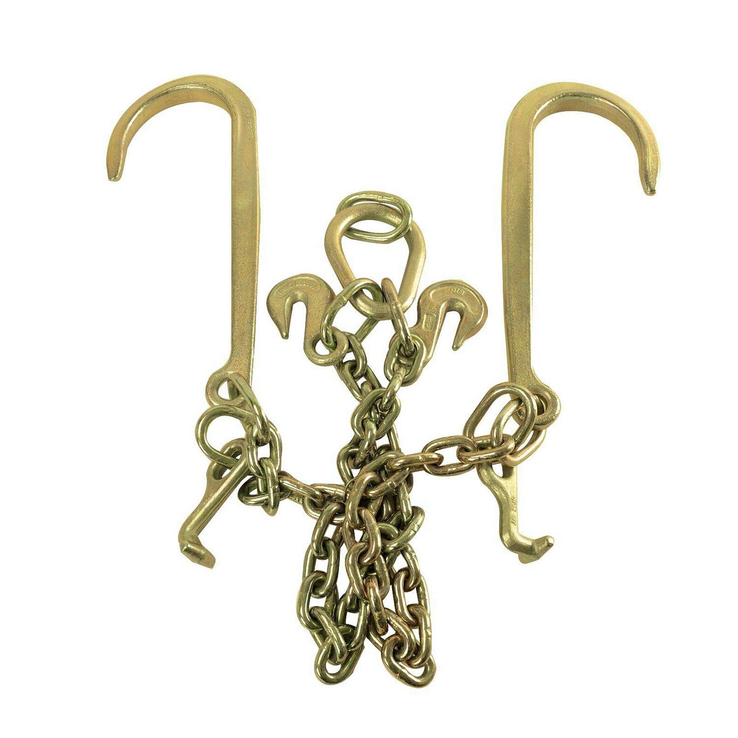 Photo 1 of **HEAVY** - TYFYB G70 Steel Towing Chain Bridle 3/8" X 2' V-Type Tow Chain with 15 Inch J-Hooks Link 2 inch Legs?Gold Tractor Car Wrecker Truck Tie?7800 lbs Safe Working Load