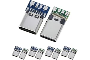 ANMBEST 10PCS USB 3.1 Type C Connector 24 Pins Male Female Plug Socket Receptacle Adapter to Solder Wire & Cable 24P PCB Board Support Module