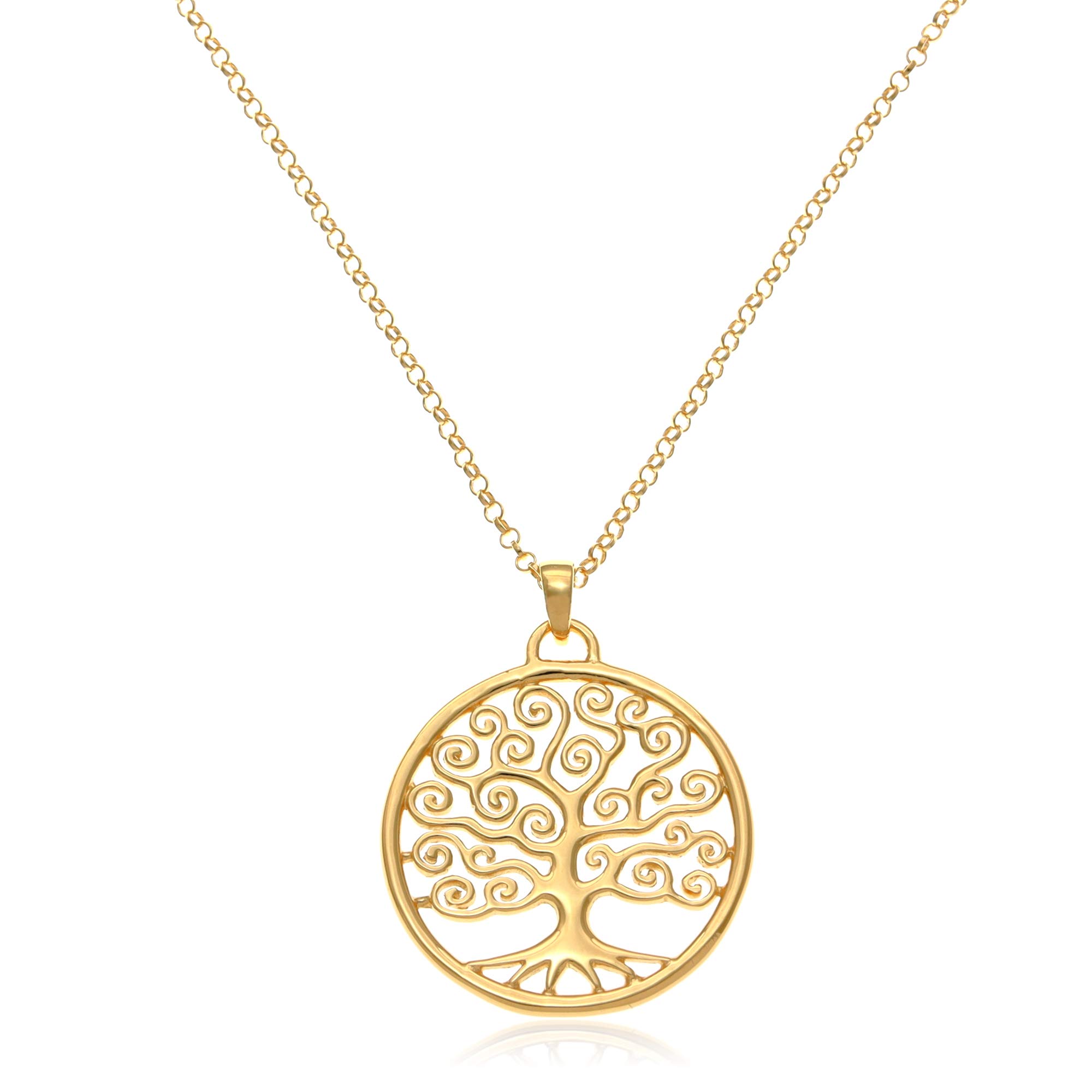 Oobi Doop Gold Plated Sterling Silver Tree of Life Pendant Necklace with Adjustable Chain and Jewellery Gift Box