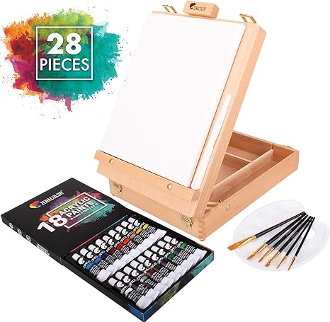 Maletin de Pinturas Acrilicas para Artista con Caja Caballete Pintura